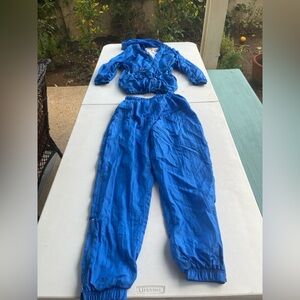 Vintage Avanti Sportif Blue Nylon Windbreaker Pants Petite Small Made in USA